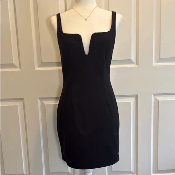 Elegant by the way. Black Square Neck Mini Dress Size M - Picture 2 of 7